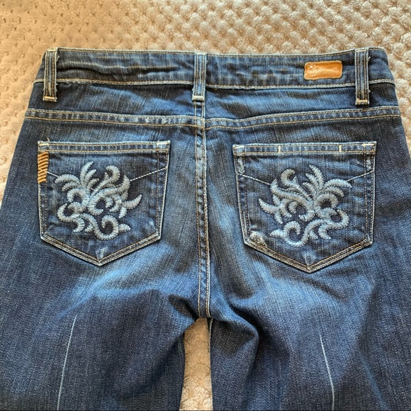 Paige Low/Mid-Rise Bell Bottom-style Jeans. - Picture 14 of 16